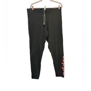 Adidas Women's Black Leggings with Pink Logo